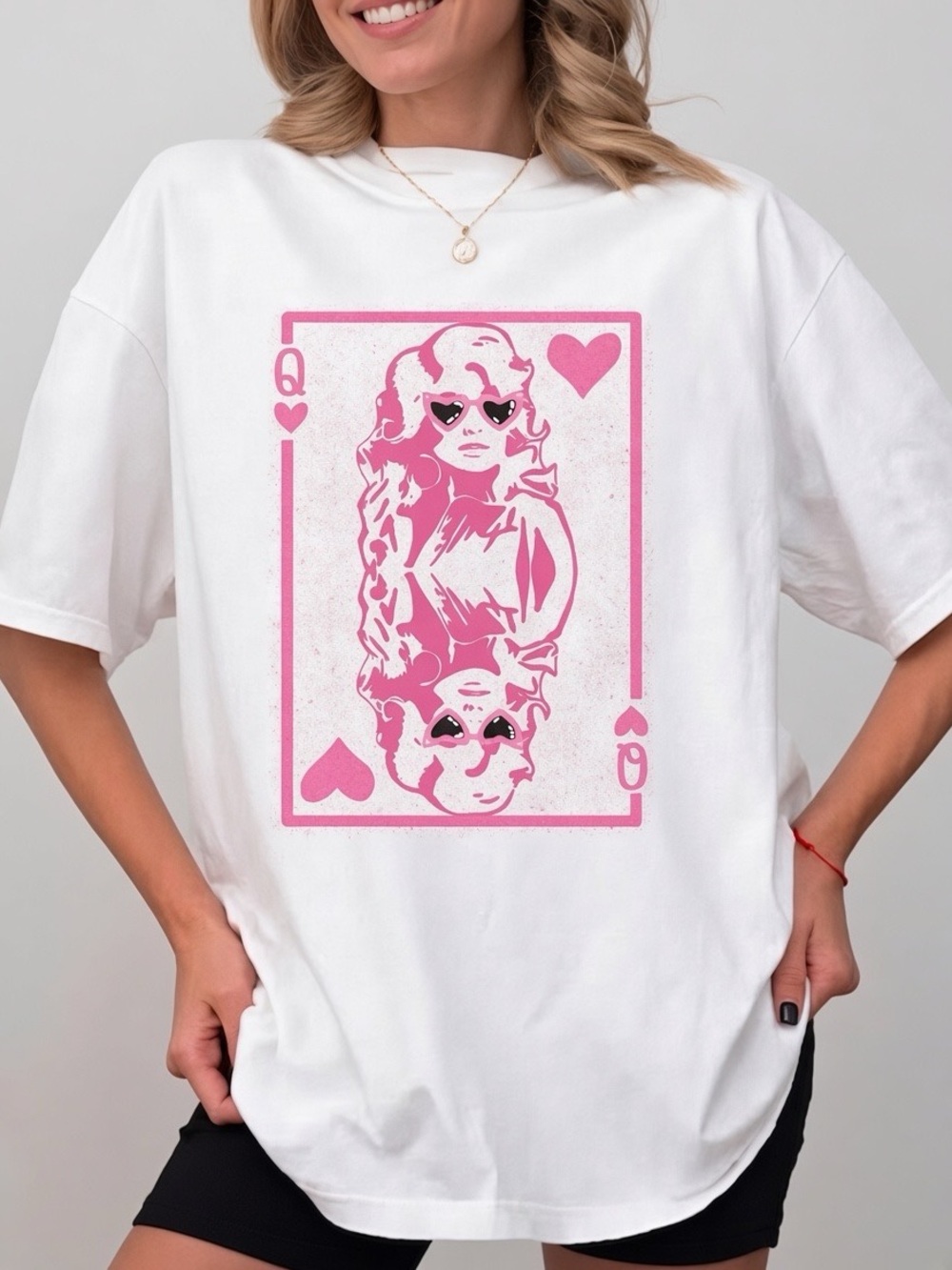 Comfort Color Queen of Hearts Valentine Shirt, Pink Dolly Parton Design Tee